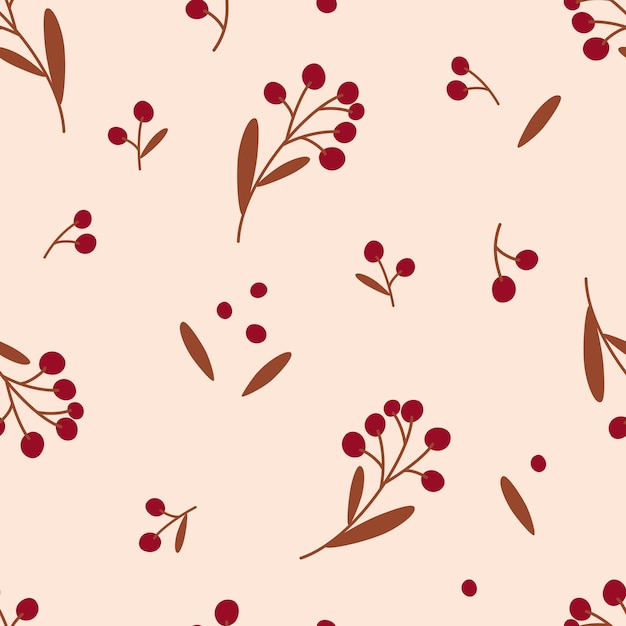 Minimalistic seamless pattern with berries. Floral textile, wrapping paper, wall art design. Vector