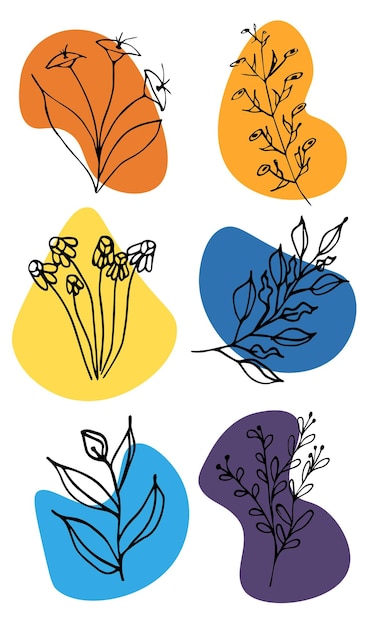 Vector minimalistic set of plants color