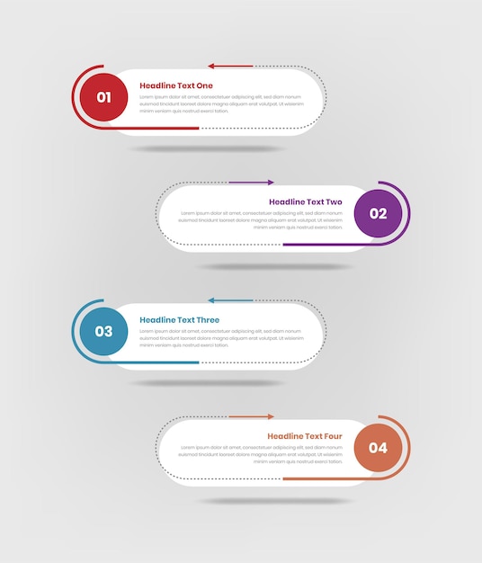 Minimalistic steps infographic timeline for data presentation with abstract arrow shape