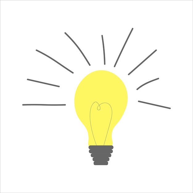 Minimalistic vector illustration of a light bulb lit up an idea came up Idea symbol sweetheart