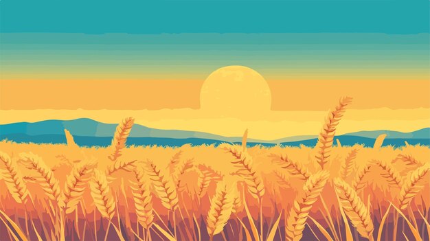 Vector minimalistic wheat field vector illustration