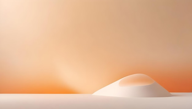 Minimalistic white paper cone with glowing orange circle opening on a white surface with orange backdrop