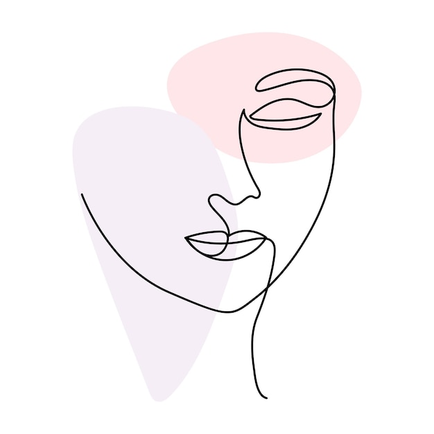 minimalistic women face design Different woman faces One line art Vector illustrations design