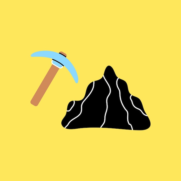 Mining icon in flat illustration of cryptocurrency payment extraction of minerals Bitcoin mining