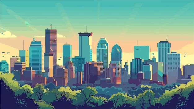 Vector minneapolis minnesota city skyline vector illustration