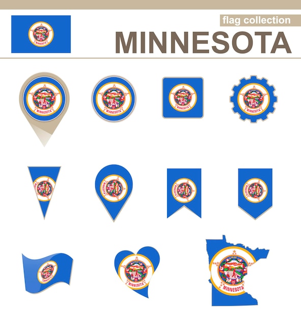 Minnesota Flag Collection, USA State, 12 versions