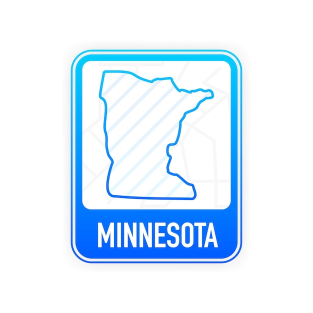 Minnesota - U.S. state. Contour line in white color on blue sign. Map of The United States of America. Vector illustration.