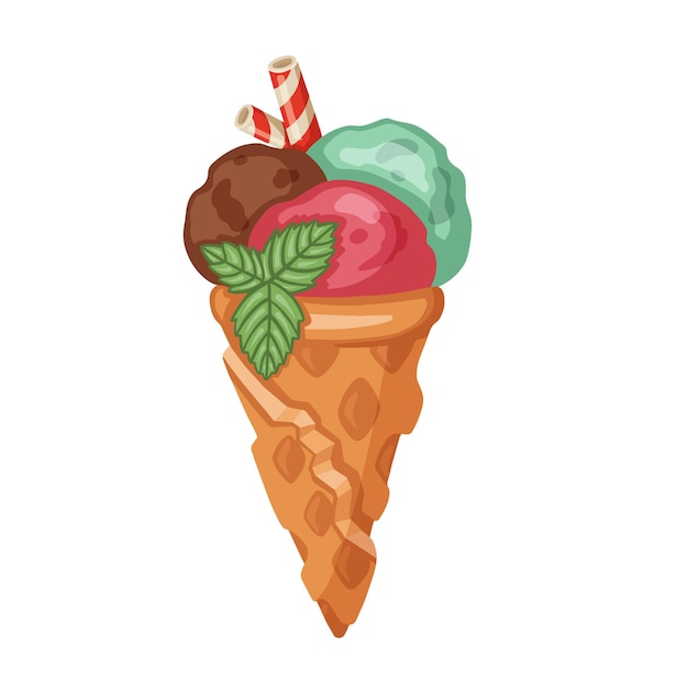 Mint holiday colored sorbet ice cream illustration