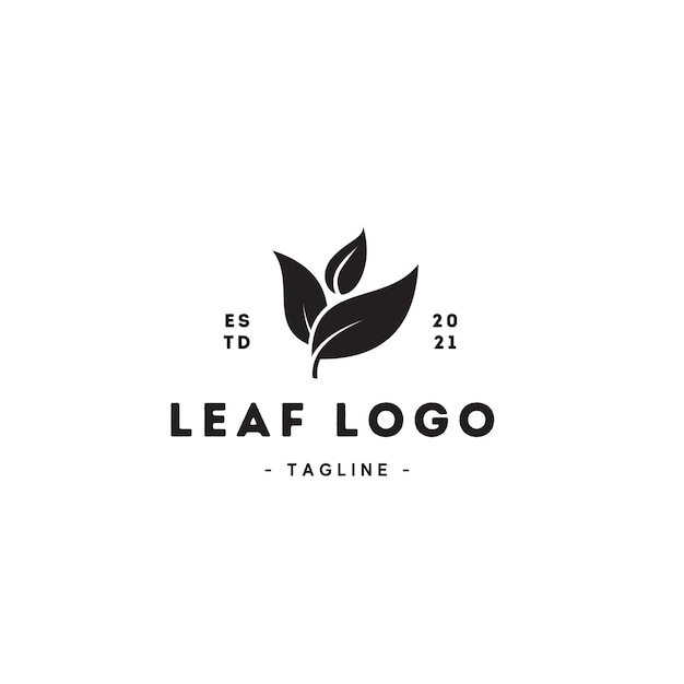 Mint leaves flat vector logo template.