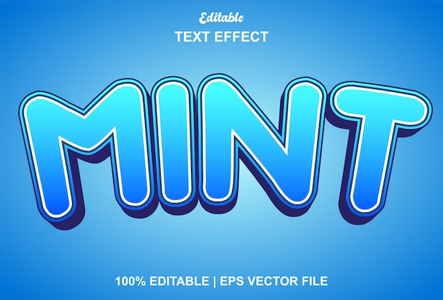 Mint text effect with blue color editable