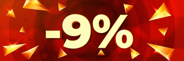 Minus nine percent discount sale banner