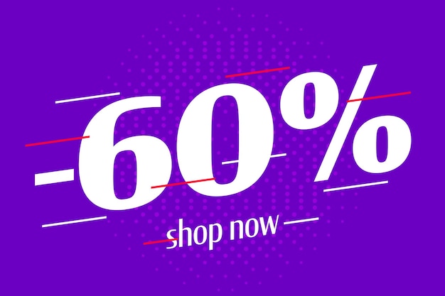 Minus sixty percent price discount shopping poster promotion