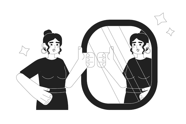 Mirror affirmations monochrome concept vector spot illustration