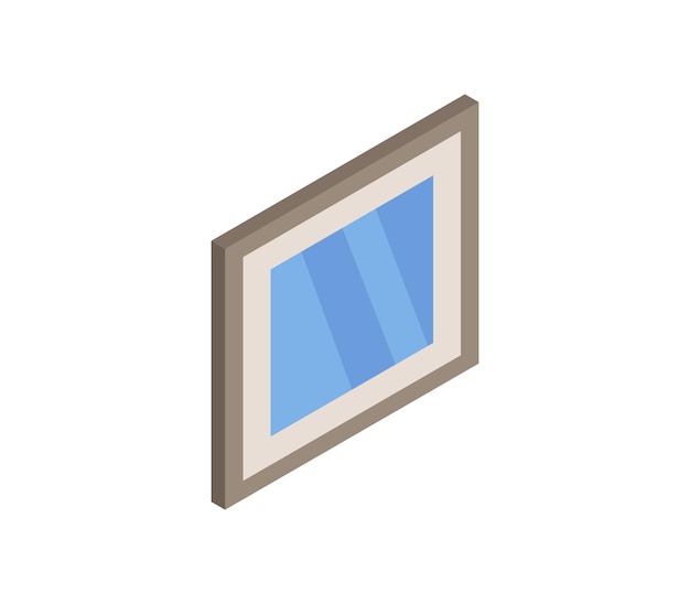 Mirror in wooden frame isometric