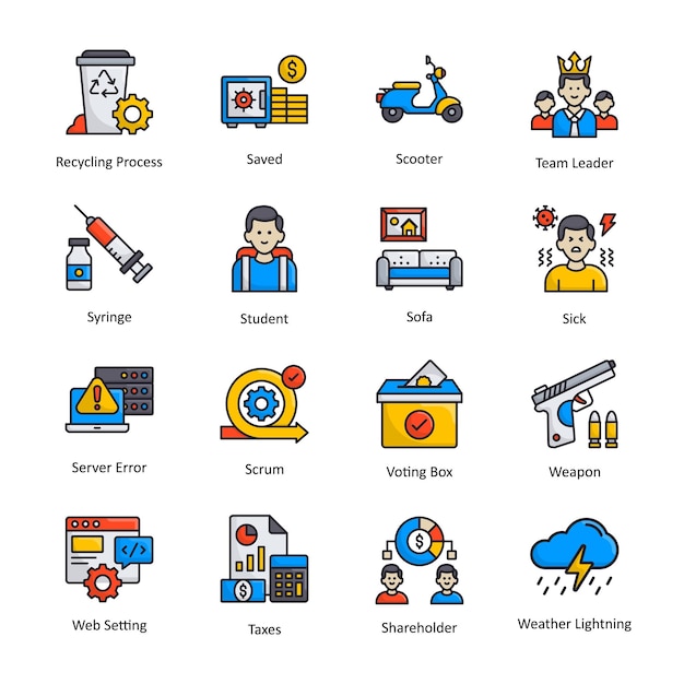 Miscellaneous vector filled outline icon style illustration EPS 10 File Set 5