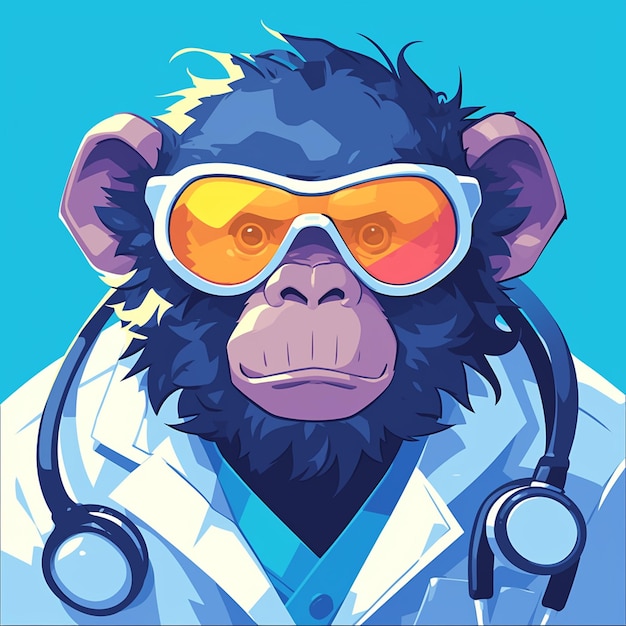 A mischievous monkey doctor cartoon style