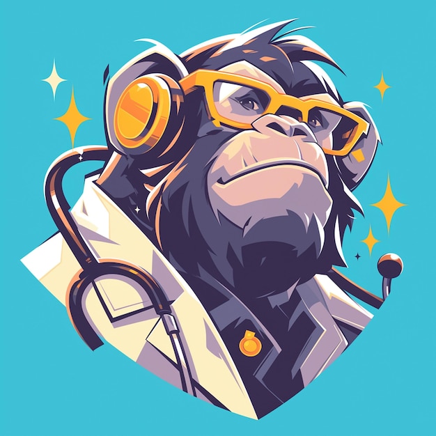 A mischievous monkey doctor cartoon style