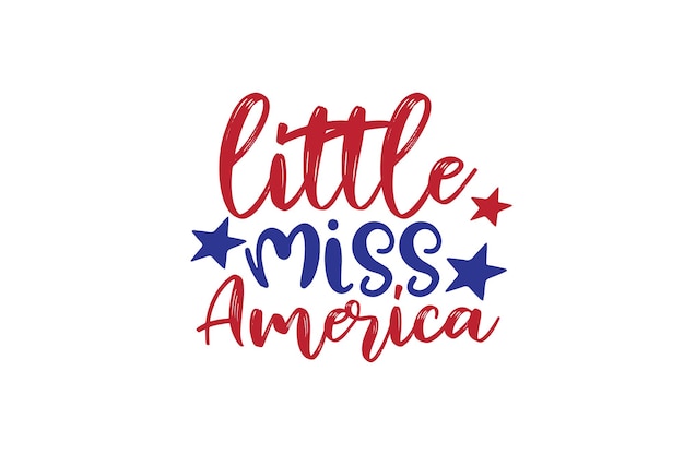 Miss america hand drawn lettering with stars and stripes. vector illustration of a miss america.