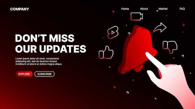 Do not Miss Updates Notification Button on Red Website Landing Page