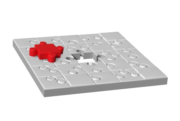 Vector missing jigsaw puzzle pieces in unfinished work strategy and solution business concept