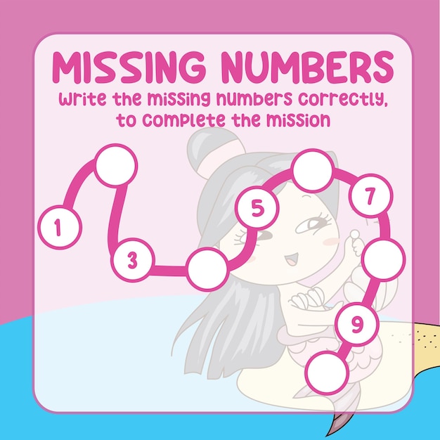 Missing numbers. Write the answer correctly. Educational printable math worksheet. Counting practice