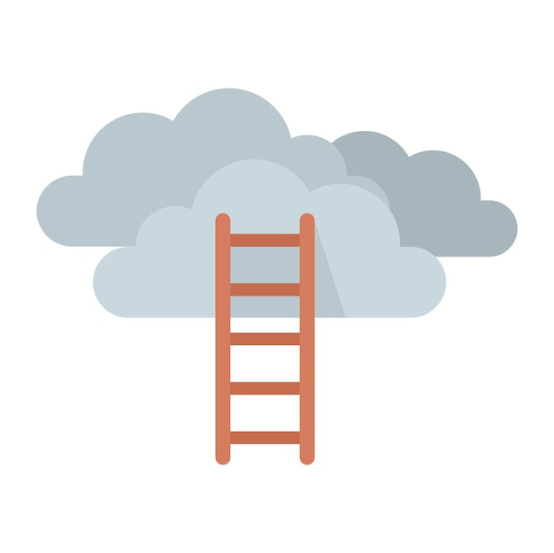 Mission ladder cloud icon Flat illustration of mission ladder cloud vector icon isolated on white background