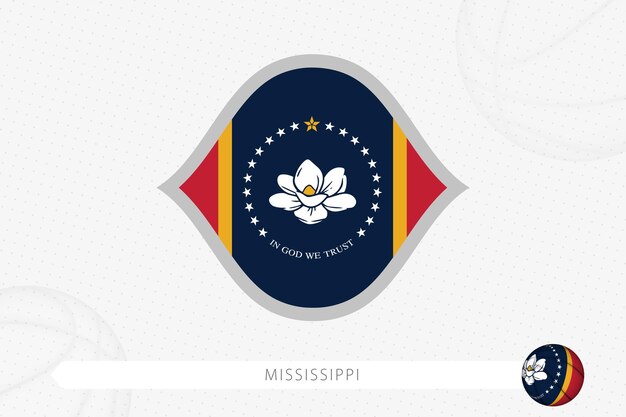 Mississippi flag for basketball competition on gray basketball background