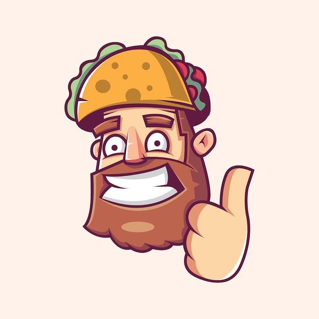 Mister Taco with Beard Mascot Illustration