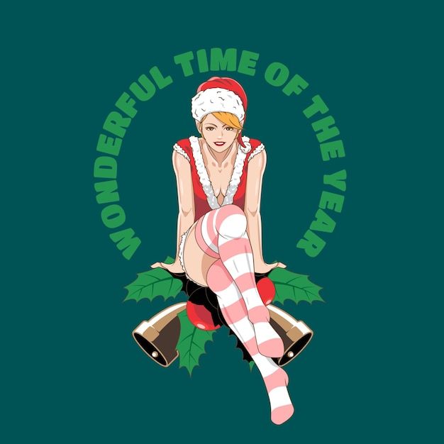 Mistletoe Elf pin up girl