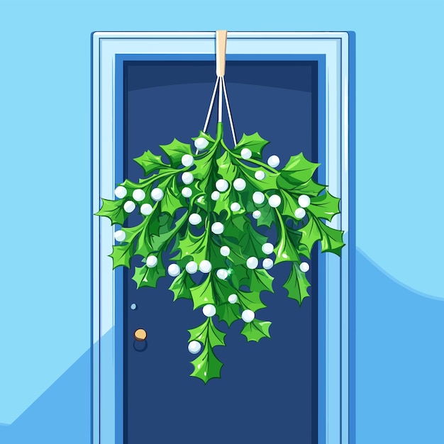 Vector mistletoe hanging in doorway vector