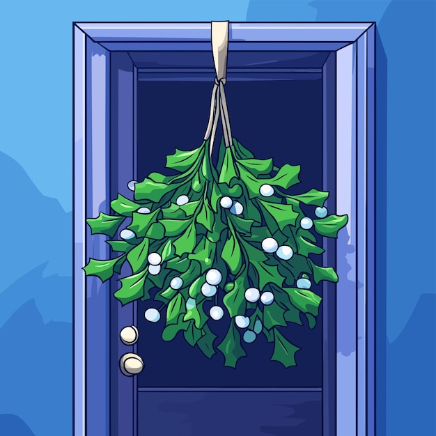 Vector mistletoe hanging in doorway vector