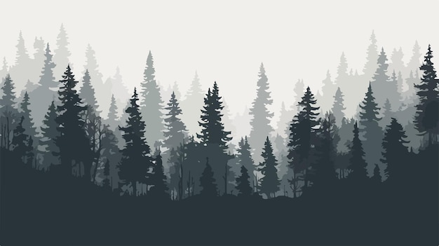 Vector misty forest vector illustration