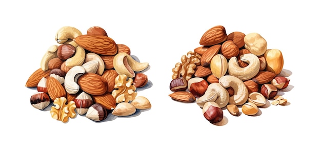 Mix of nuts clipart isolated vector illustration