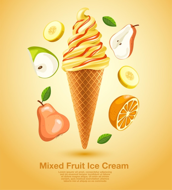 Mixed Fruit Sundae Soft Serve  