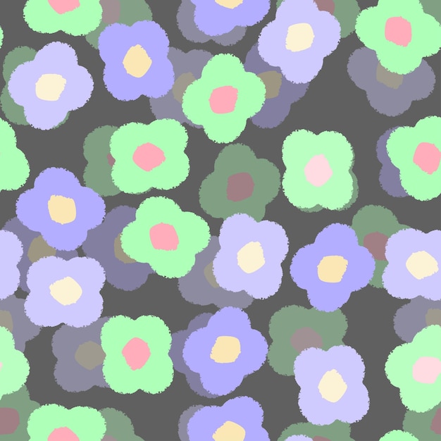 Mixed hand drawn flowers seamless pattern background greeting card or fabric