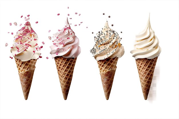 Vector mixed ice cream collage on white background