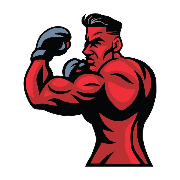 Mixed Martial Arts  Boxer Fighter Logo Character Design Vector Illustration