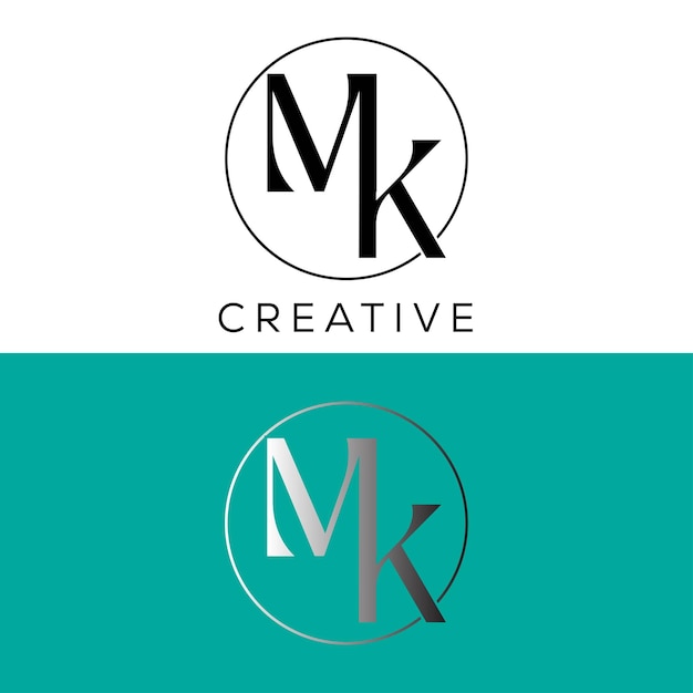 MK initial letter logo design