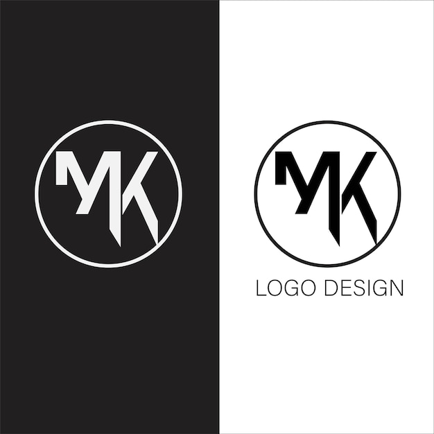 MK initial letter logo design