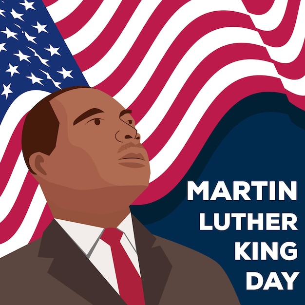 MLK or Martin Luther King day illustration in flat design