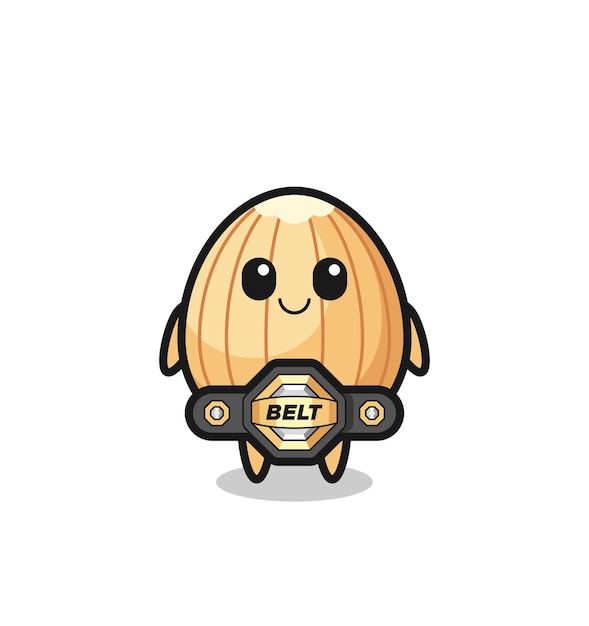 The MMA fighter almond mascot with a belt