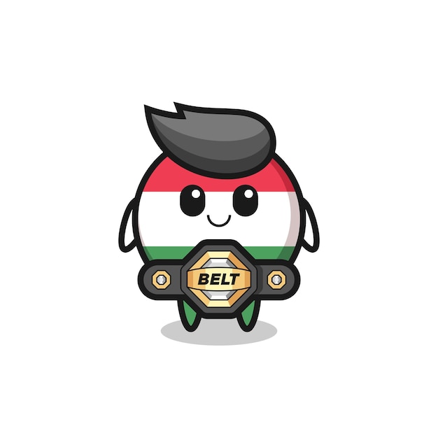 The MMA fighter hungary flag badge mascot with a belt