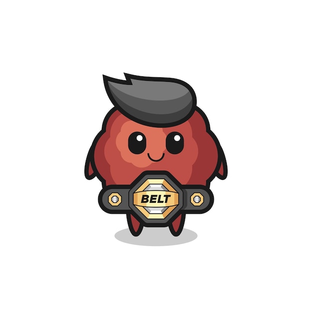 The MMA fighter meatball mascot with a belt , cute style design for t shirt, sticker, logo element