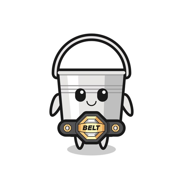 Vector the mma fighter metal bucket mascot with a belt