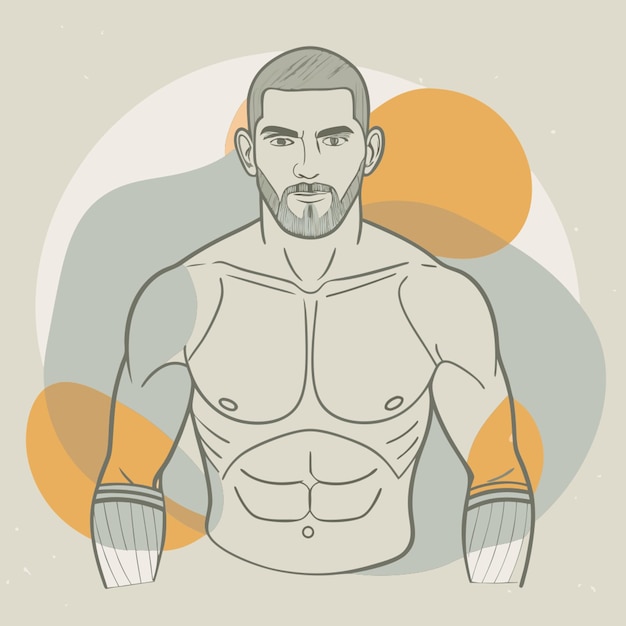 Vector mma fighter vector illustration line circuit