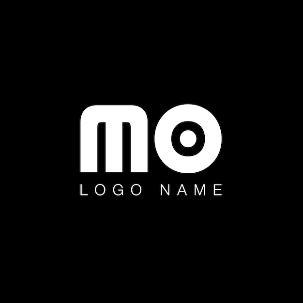 Vector mo letter business logo in black and white color