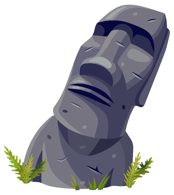 Moai on Easter island Isolated vector cartoon stone sculpture