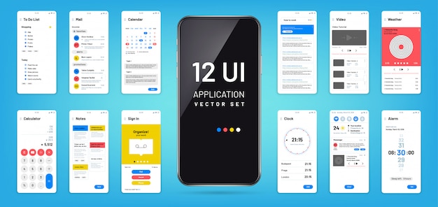 Mobil app interface. Ui, ux screen wireframe templates. Touchscreen application vector design