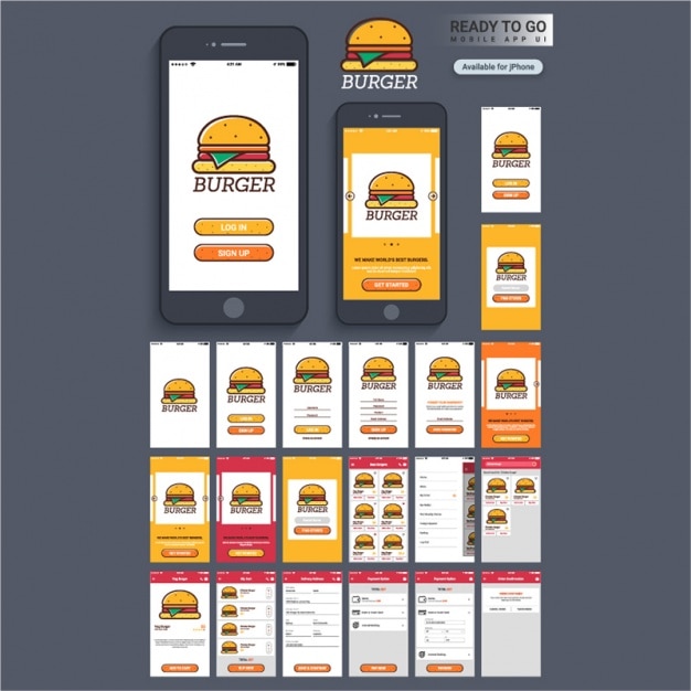 Vector mobile app for a burger bar