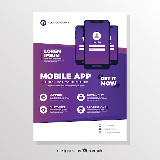 Vector mobile app flyer template